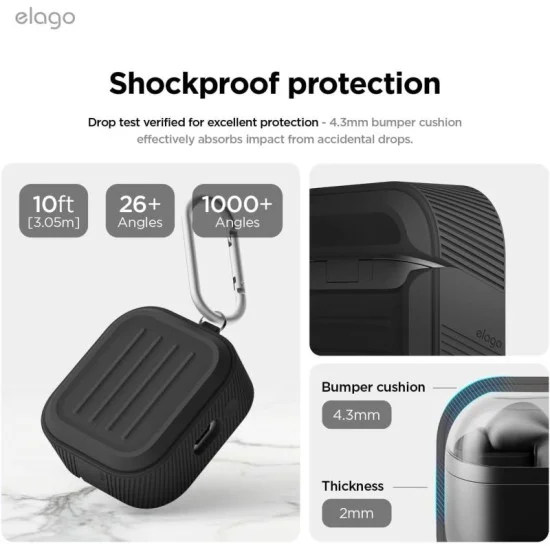 Cover Samsung Buds 3 / 3 Pro Armor Hang Case Elago - Black